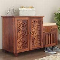 Cayman Shoe Rack Of 20 Pairs In Honey Oak Color