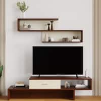 DCanape Mingle Engineering Wood Wall Shelf Dark Acacia Light Acacia Finish
