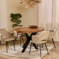 Xerone Solid Wood 6 Seater Dining Table in Black Finish