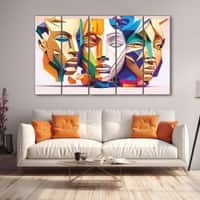 The Castle Decor Abstract Face Wall Art Framed Painting 27x48 Inch