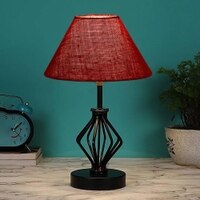 Stevie Maroon Jute Table lamp with Iron Base