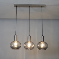 OPALINE Globe Linear Cluster Hanging Pendant Light In Smoke Glass And Chrome Finish Metal