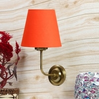 Devansh Metal Electric Wall Light in Gold Colour with Orange Shade Count of 1 Light