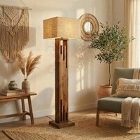 Victoria Beige Jute Floor Lamp with Beige Jute Base