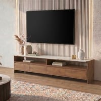 Tavo Solid Wood and Toronto TV Unit In Antique Amber Finish