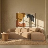 Zenliving Wood Left Aligned 3-Seater With Upholstery Non Storage Sofa In Beige Colour