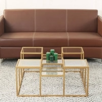 Valentino Frosted Glass Bunching Coffee Table In Dark Gold Finish