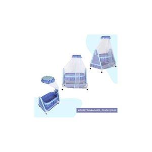 Polkamania Stainless Steel Baby Cradle with Mosquito Net Clouds &Checks