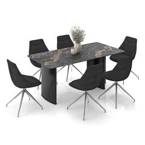 Rosen 6 Seater Ceramic Dining Table - Black Finish