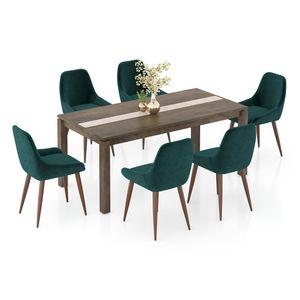Atlas Crest Solid Wood 6 Seater Dining Table with 6 Rickman Lounge Chair
