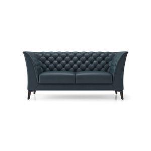 Weston 2 Seater Luxury Italian Leather Sofa In Aegean Sea
