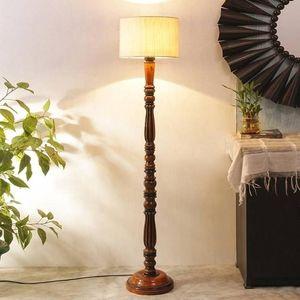 Cameron Brown Cotton Shade Floor Lamp