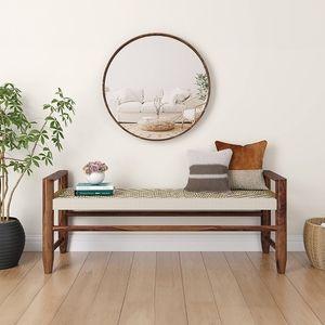 Fijara Solid Wood 2 Seater Bench In Teak Finish