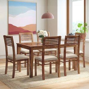 Floyd 6 Seater Dining Table Glass Top With Set Of 6 Zella Dining Chairs