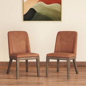 Anderson Dining Chair Danish Walnut Tan Leatherette