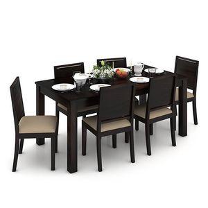 Arabia Xl Storage- Oribi 6 Seater Dining Table Set (Colour- Wheat Brown , Finish- Mahogany)