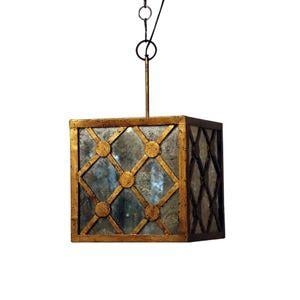 Gold checked iron ceiling lamp