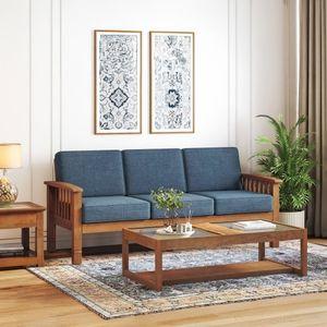 Raynor 3 Seater Wooden Sofa (Midnight Indigo Blue)