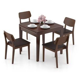 Murphy 4-To-6 Extendable - Lawson 4 Seater Dining Table Set (Colour- Dark Brown , Finish- Dark Walnut)