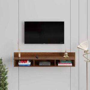 Coober Engineering Wood Wall Mount TV Entertainment Unit Set Top Box Stand/TV Cabinet with Shelves for Books & Décor Display Unit Large Upto 42 Inches (Brown Maple)
