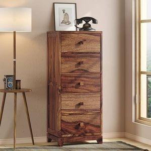 Magellan Solid Wood Chest of 5 Drawers in Teak Finish