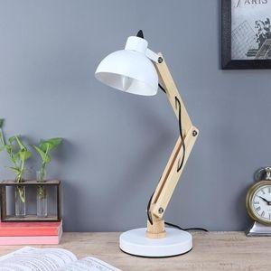 Modern White Study Lamp With Metal Base