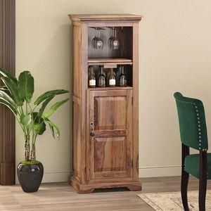 Mateo Solid Wood Bar Cabinet in Teak Finish