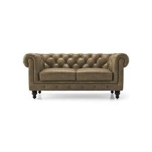 Winchester 2 Seater Luxury Italian Leather Sofa In Antique Moss