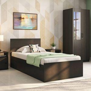 Wren Engineered Wood Single Size Box Storage Bed In Dark Wenge Finish