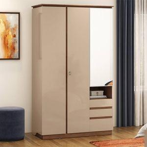 Sydney 3 Door Wardrobe in Beige High Gloss Finish