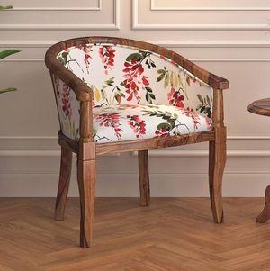 Florence Armchair in Carmine Cassia Colour and Teak Finish