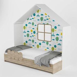 Little Hut Engineered Wood Bed in Green Colour