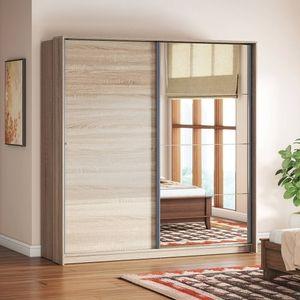 Loretta Sliding Door Wardrobe With Mirror in Sonoma Oak Finish