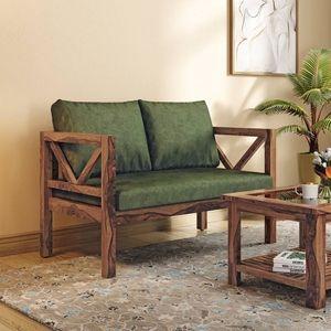 Alden 2 seater Wooden Sofa (Moss Green Velvet)