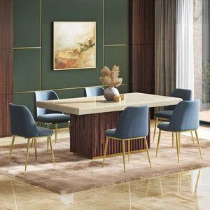 Gabriele Onex 6 Seater Pedestal Dining Table With Set Of 6 Olivia Dining Chairs