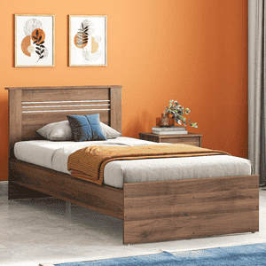 Davis Single Non Storage Bed In Classic Walnut Finish