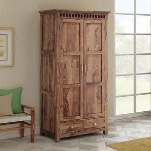 Fidora Solid Wood 2 Door Wardrobe in Teak Finish