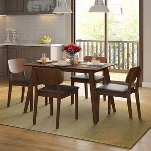 Lawson 4 Seater Dining Table Set (Colour- Dark Brown, Finish- Walnut)