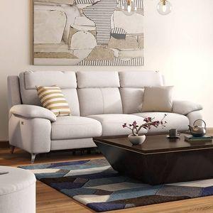 Emila Fabric Three Seater Motorized Recliner in Cream Colour