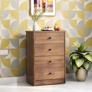 Ben Engineered Wood Chest of 4 Drawers in Classic Walnut Finish
