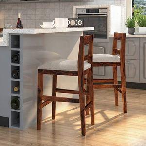 Stinson Solid Wood Bar Stool in Teak Finish