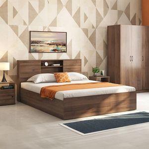 Amy Engineered Wood King Size Box Storage Bed In Classic Walnut Finish
