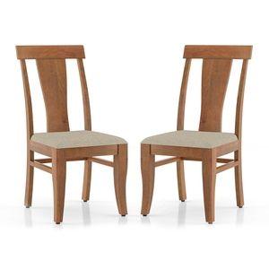 Fabio Dining Chair Set Of 2 In Fabric Macadamia Brown And Finish Amber Walnut