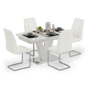 Caribu 4 To 6 Extendable Seneca 4 Seater Dining Table Set Finish White High Gloss