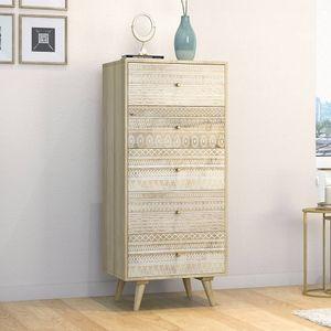 Ivara Solid Wood Chest of 5 Drawers in Natural Finish