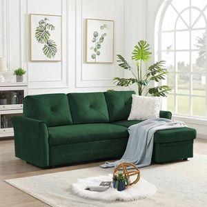Scarlet Solid Wood Sofa cum Bed in Turquoise