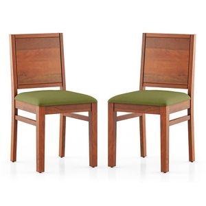 Atlas Dining Chairs Set Of 2 Finish Honey Colour Avocado Green