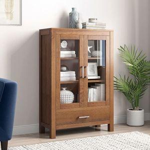 Carnegie Display Cabinet in Amber Walnut Finish With Metal Channel
