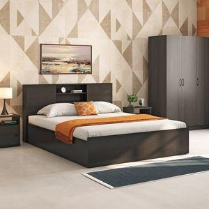 Amy Engineered Wood King Size Box Storage Bed In Dark Wenge Finish