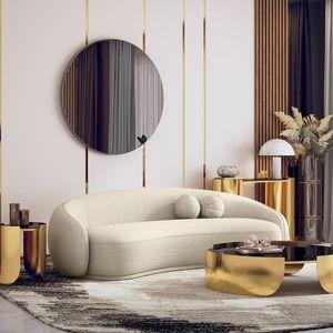 Mia 3 Seater Fabric Sofa In Angora White